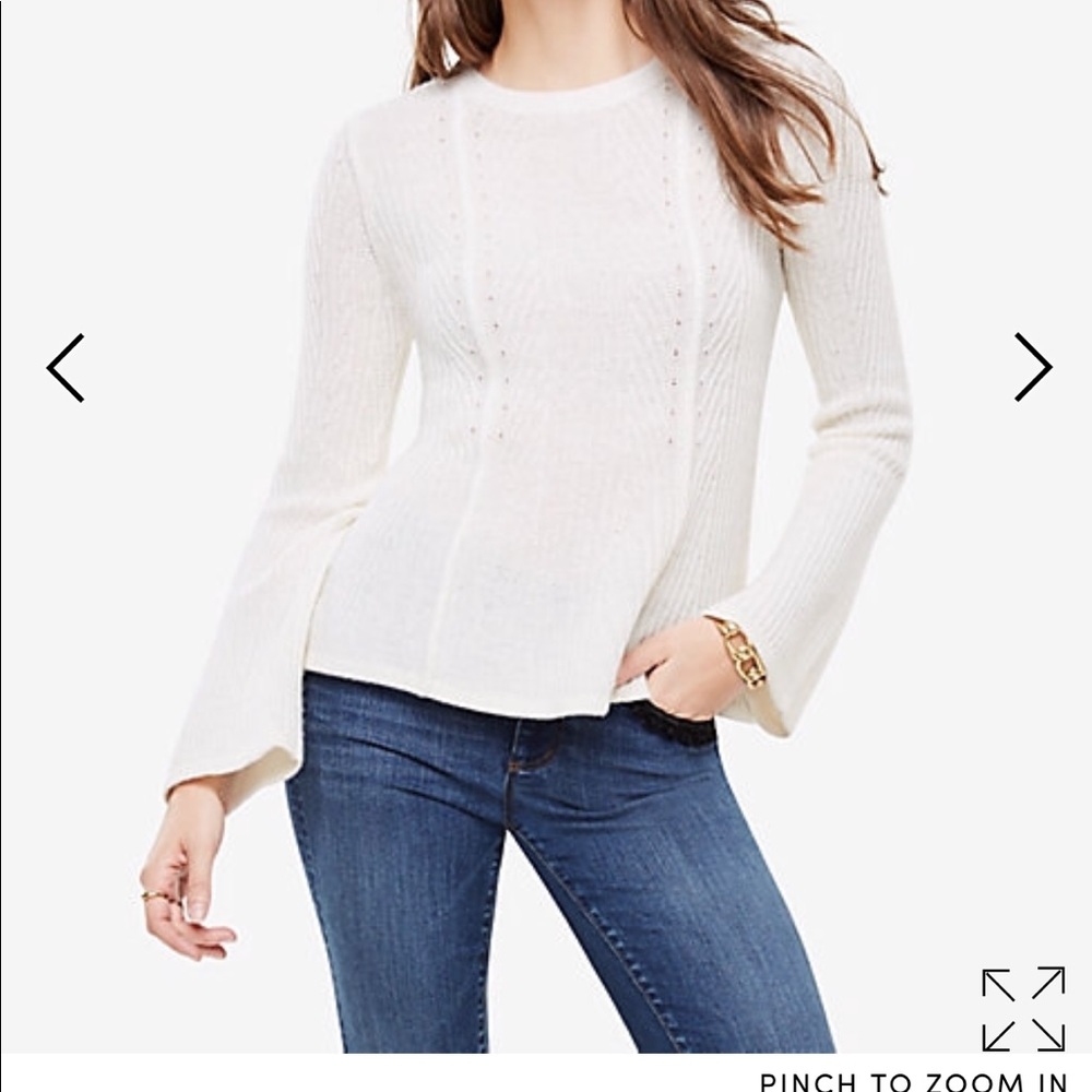 NWT Ann Taylor Winter White peplum sweater XL